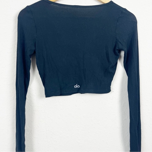 Alo Yoga Black Ribbed Cropped Whisper Cardigan Size XS - Picture 5 of 5